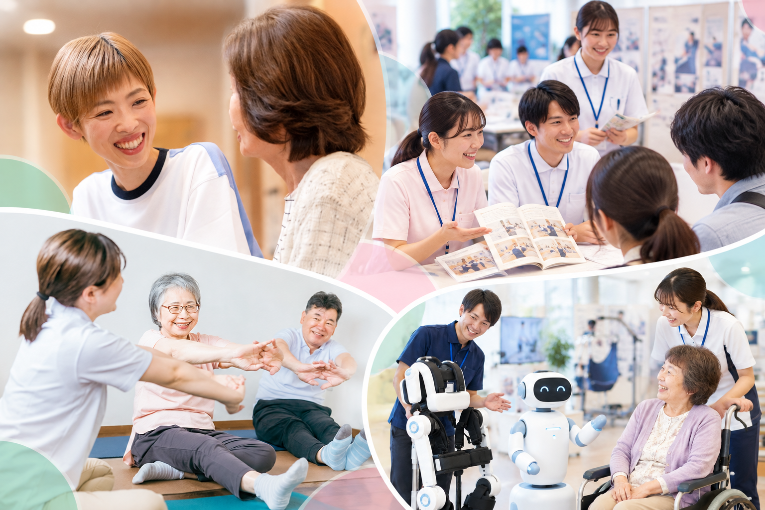 介護の仕事や体験を紹介するコラージュ